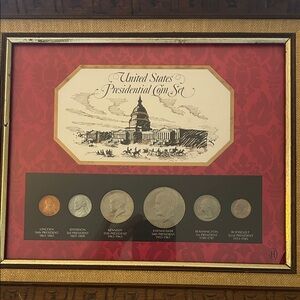 1971 United States Presidential Coin Set in Elegant Gold Frame